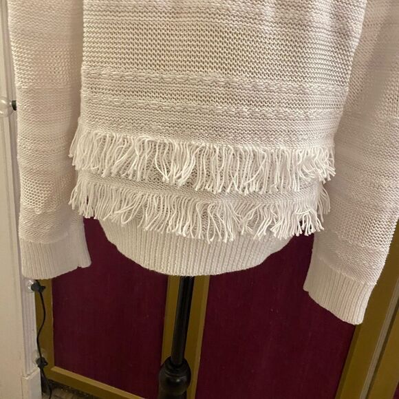 Ralph Lauren black label white fringe cardigan, L - Picture 10 of 12